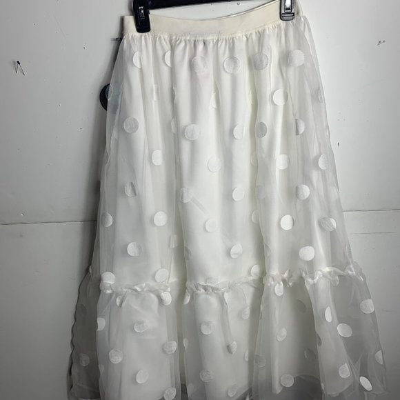 Anthropologie Eva Franco Tulle Midi Skirt White Organza - Picture 5 of 5